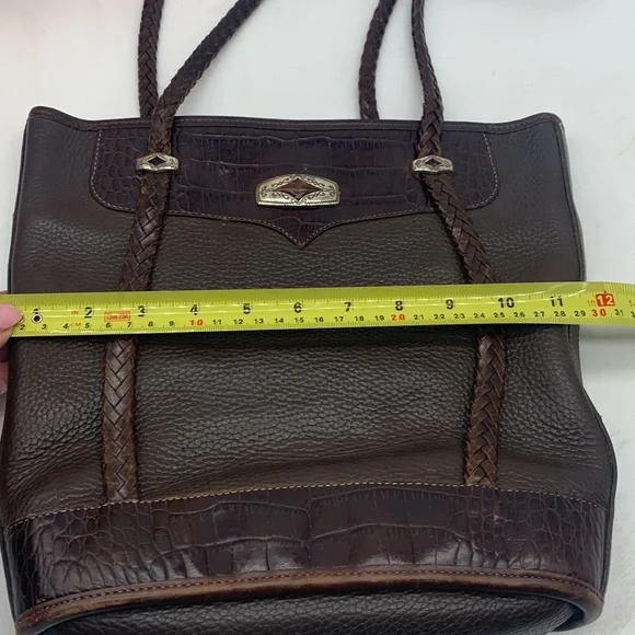 Brighton Vintage Brown Leather Braided Shoulder Bag BRN5279C - Picture 11 of 13